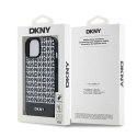 Etui DKNY Leather Printed Pattern Metal Logo MagSafe na iPhone 15 / 14 / 13 - czarne