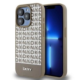 Etui DKNY Leather Printed Pattern Metal Logo MagSafe na iPhone 15 Pro Max - brązowe