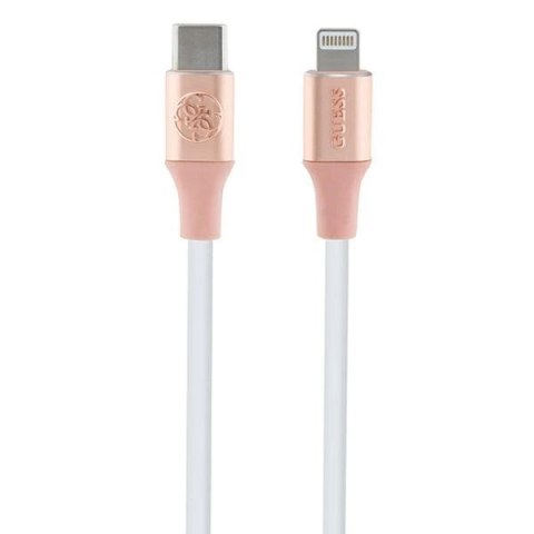 Kabel Guess Ebossed Logo USB-C / Lightning 1.5m szybkie ładowanie - różowy