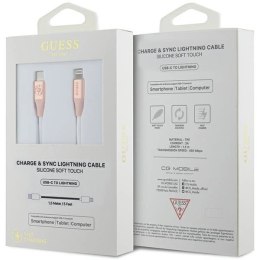 Kabel Guess Ebossed Logo USB-C / Lightning 1.5m szybkie ładowanie - różowy