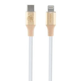 Kabel Guess Ebossed Logo USB-C / Lightning 1.5m szybkie ładowanie - złoty