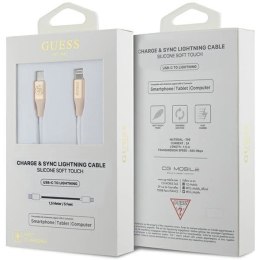 Kabel Guess Ebossed Logo USB-C / Lightning 1.5m szybkie ładowanie - złoty