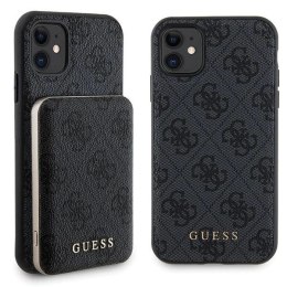 Zestaw etui Guess 4G Metal Logo na iPhone 11 + powerbank 5000mAh MagSafe - czarny