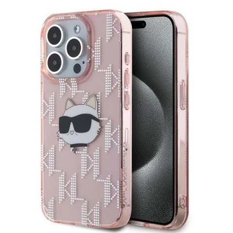 Etui Karl Lagerfeld IML Choupette Head & Monogram na iPhone 15 Pro Max - różowe