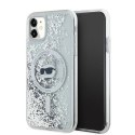 Etui Karl Lagerfeld Liquid Glitter Choupette Head MagSafe na iPhone 11 / Xr - przezroczyste