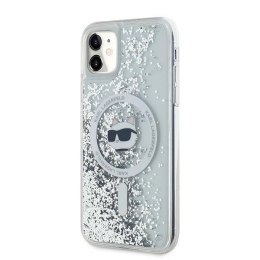 Etui Karl Lagerfeld Liquid Glitter Choupette Head MagSafe na iPhone 11 / Xr - przezroczyste