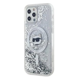 Etui Karl Lagerfeld Liquid Glitter Choupette Head MagSafe na iPhone 12 / 12 Pro - przezroczyste