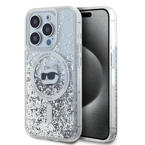 Etui Karl Lagerfeld Liquid Glitter Choupette Head MagSafe na iPhone 13 Pro / 13 - przezroczyste