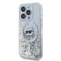 Etui Karl Lagerfeld Liquid Glitter Choupette Head MagSafe na iPhone 13 Pro Max - przezroczyste