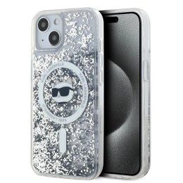 Etui Karl Lagerfeld Liquid Glitter Choupette Head MagSafe na iPhone 13 - przezroczyste