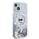 Etui Karl Lagerfeld Liquid Glitter Choupette Head MagSafe na iPhone 13 - przezroczyste