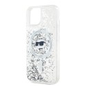 Etui Karl Lagerfeld Liquid Glitter Choupette Head MagSafe na iPhone 13 - przezroczyste