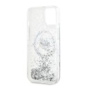 Etui Karl Lagerfeld Liquid Glitter Choupette Head MagSafe na iPhone 13 - przezroczyste