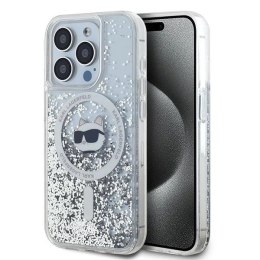 Etui Karl Lagerfeld Liquid Glitter Choupette Head MagSafe na iPhone 14 Pro Max - przezroczyste