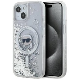 Etui Karl Lagerfeld Liquid Glitter Karl Head MagSafe na iPhone 15 / 14 / 13 - przezroczyste