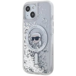 Etui Karl Lagerfeld Liquid Glitter Karl Head MagSafe na iPhone 15 / 14 / 13 - przezroczyste