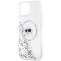 Etui Karl Lagerfeld Liquid Glitter Karl Head MagSafe na iPhone 15 / 14 / 13 - przezroczyste