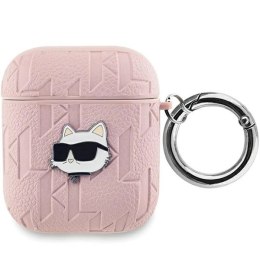 Etui Karl Lagerfeld Monogram Choupette Head na AirPods 1 / 2 - różowe