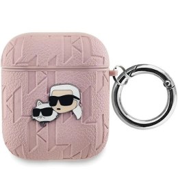 Etui Karl Lagerfeld Monogram Karl & Choupette Head na AirPods 1 / 2 - różowe