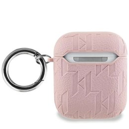 Etui Karl Lagerfeld Monogram Karl & Choupette Head na AirPods 1 / 2 - różowe