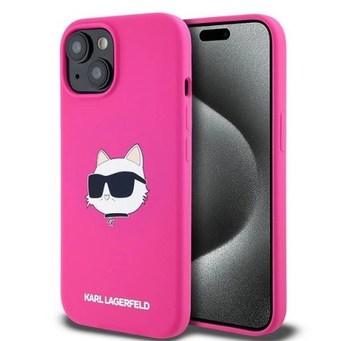 Etui Karl Lagerfeld Silicone Choupette Head MagSafe na iPhone 15 Plus / 14 Plus - różowe