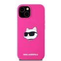 Etui Karl Lagerfeld Silicone Choupette Head MagSafe na iPhone 15 Plus / 14 Plus - różowe