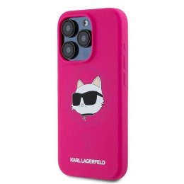 Etui Karl Lagerfeld Silicone Choupette Head MagSafe na iPhone 15 Pro Max - różowe