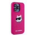 Etui Karl Lagerfeld Silicone Choupette Head MagSafe na iPhone 15 Pro - różowe