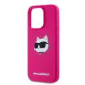 Etui Karl Lagerfeld Silicone Choupette Head MagSafe na iPhone 15 Pro - różowe