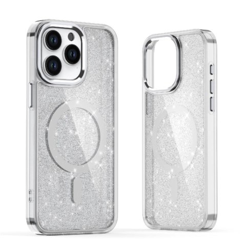 Etui Glitter Case MagSafe na iPhone 16 Plus - białe z brokatem