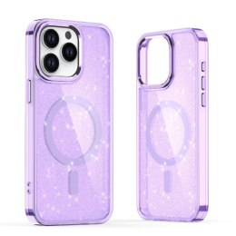 Etui Glitter Case MagSafe na iPhone 16 Plus - fioletowe z brokatem