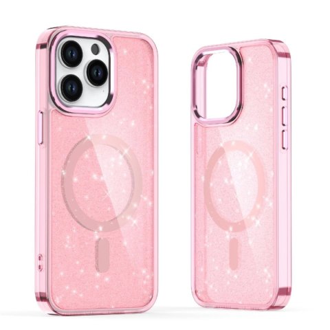 Etui Glitter Case MagSafe na iPhone 16 Plus - różowe z brokatem