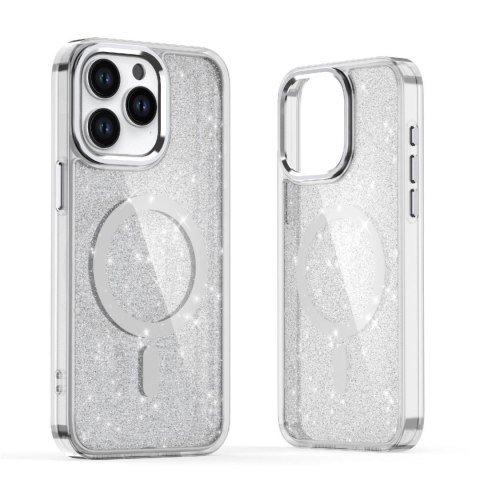 Etui Glitter Case MagSafe na iPhone 16 Pro Max - białe z brokatem