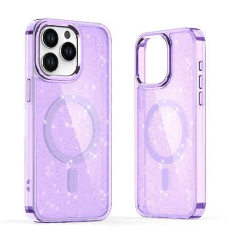 Etui Glitter Case MagSafe na iPhone 16 - fioletowe z brokatem