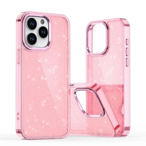 Etui Glitter Case na iPhone 16 - różowe z brokatem