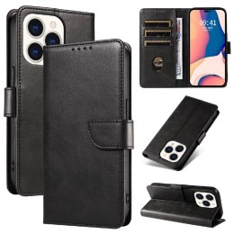 Etui Leather Book Case na iPhone 16 Pro Max - czarne