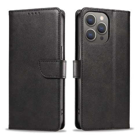 Etui Leather Book Case na iPhone 16 - czarne