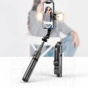 Selfie stick Tech-Protect L05S Bluetooth z tripodem do 105cm z lampą LED - czarny