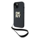 Etui DKNY Wrist Strap Stock Logo na iPhone 14 / 15 / 13 - czarne