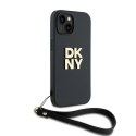 Etui DKNY Wrist Strap Stock Logo na iPhone 14 / 15 / 13 - czarne