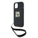 Etui DKNY Wrist Strap Stock Logo na iPhone 14 / 15 / 13 - czarne