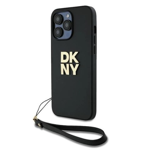 Etui DKNY Wrist Strap Stock Logo na iPhone 14 Pro Max - czarne