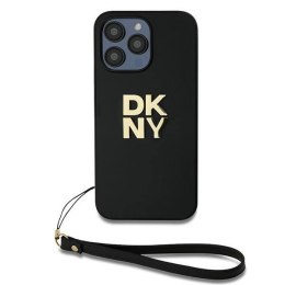 Etui DKNY Wrist Strap Stock Logo na iPhone 14 Pro Max - czarne