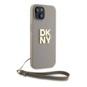 Etui DKNY Wrist Strap Stock Logo na iPhone 15 / 14 / 13 - beżowe