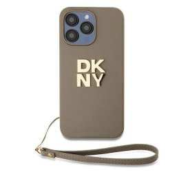 Etui DKNY Wrist Strap Stock Logo na iPhone 15 Pro Max - beżowe