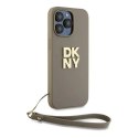 Etui DKNY Wrist Strap Stock Logo na iPhone 15 Pro Max - beżowe