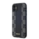 Etui DKNY Leather Checkered Mono Pattern MagSafe na iPhone 11 / Xr - czarne