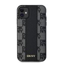 Etui DKNY Leather Checkered Mono Pattern MagSafe na iPhone 11 / Xr - czarne