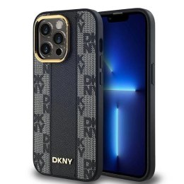 Etui DKNY Leather Checkered Mono Pattern MagSafe na iPhone 13 Pro / 13 - czarne