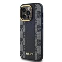 Etui DKNY Leather Checkered Mono Pattern MagSafe na iPhone 13 Pro / 13 - czarne